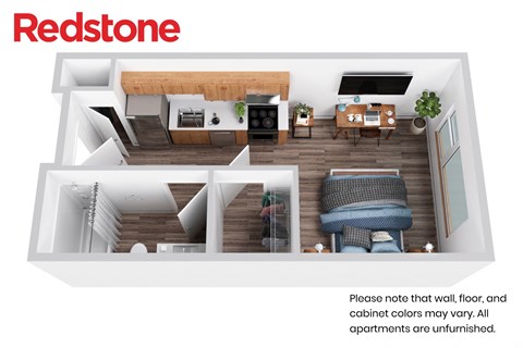 Floor plan for studio, 1 bath